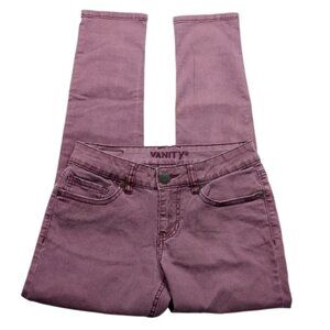 Vanity Womens Slim Leg Jeans Size 27 Purple Wash Distressed Stretch Denim